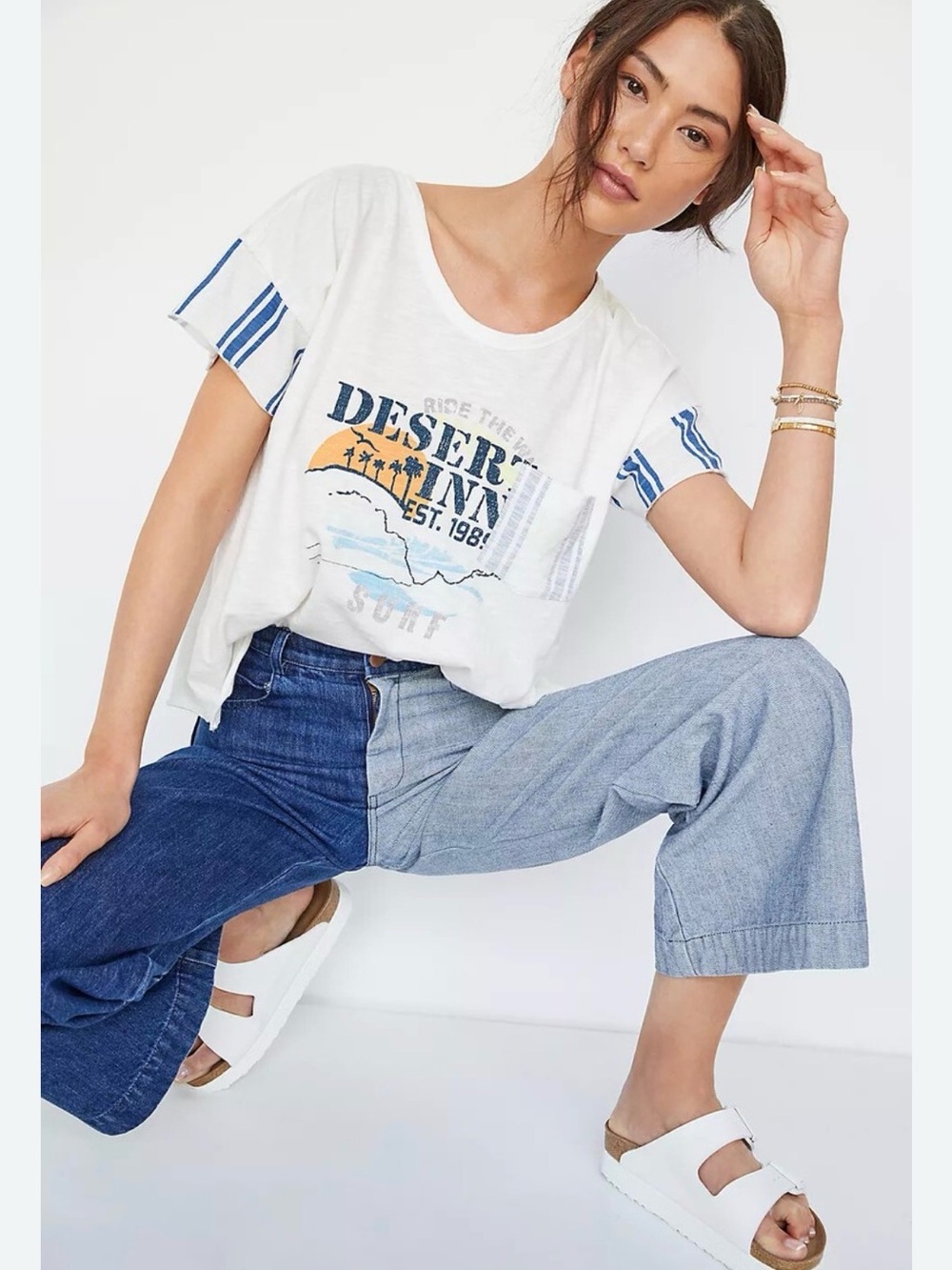 Anthropologie Pilcro Desert Inn Ride the Wave Surf Graphic Tee
